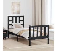 Bed Frame without Mattress Black Small Single Solid Wood Pine