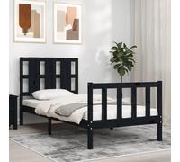 Bed Frame without Mattress Black Small Single Solid Wood Pine