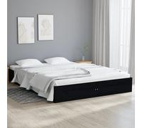vidaXL Bed Frame Bed Base Wooden Bed Black Solid Wood 120x190 cm Small Double