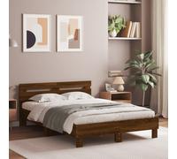 (brown oak, 120 x 190 cm) vidaXL Bed Frame with Headboard Bed Base Mattress Foundation Engineered Wood