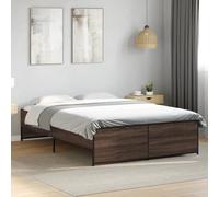 Bed Frame Home Base Brown Oak 140x190 cm Engineered Wood and Metal vidaXL