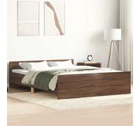 Bed Frame without Mattress Brown Oak 140x190 cm