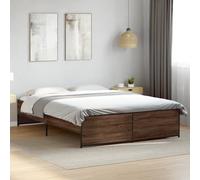 vidaXL Bed Frame Without Mattress Brown Oak 150X200 cm King Size, Brown