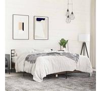 vidaXL Bed Frame Brown Oak 150x200 cm King Size Engineered Wood and Metal