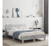 (concrete grey, 135 x 190 cm) vidaXL Bed Frame with Headboard Bed Base Mattress Foundation Engineered Wood