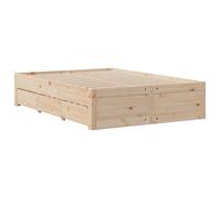 Bed Frame without Mattress&Drawers 150x200 cm King Size Solid Wood Pine vidaXL