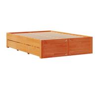 Bed Frame without Mattress&Drawers Wax Brown 140x200 cm Solid Wood Pine vidaXL