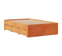 Bed Frame without Mattress&Drawers Wax Brown Small Double Solid Wood Pine vidaXL