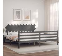 (grey, 200 x 200 cm) vidaXL Bed Frame Platform Bed with Headboard Black Small Single Solid Wood