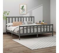 vidaXL Bed Frame Grey Solid Wood Pine 200X200 cm, Grey