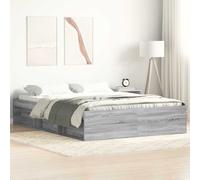 Bed Frame Grey Sonoma 160x200 cm Engineered Wood Solid Pinewood Storage 6Parts. [EEK: A]