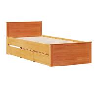vidaXL Bed Frame Without Mattress With Headboard Wax Brown 100X200 cm Solid Wood Pine, Brown