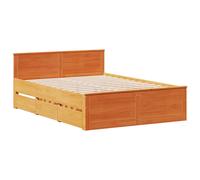 Bed Frame without Mattress&Headboard Wax Brown 140x190 cm Solid Wood Pine vidaXL
