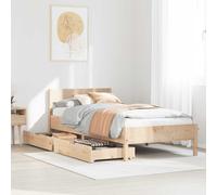 (natural, 75 x 190 cm) vidaXL Bed Frame with Headboard Wax Solid Wood Pine