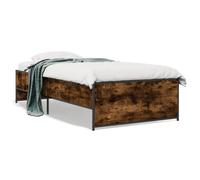 Bed Frame Home Base Smoked Oak 100x200 cm Engineered Wood and Metal vidaXL