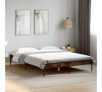 Bed Frame Smoked Oak 135x190 cm Double Engineered Wood and Metal vidaXL