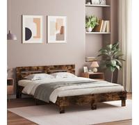 (smoked oak, 140 x 190 cm) vidaXL Bed Frame with Headboard Bed Base Mattress Foundation Engineered Wood
