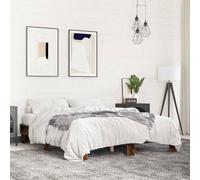 vidaXL Bed Frame Smoked Oak 150x200 cm King Size Engineered Wood and Metal