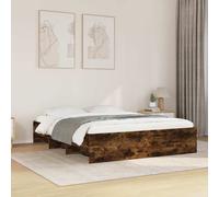 vidaXL Bed Frame Without Mattress Smoked Oak 150X200 cm King Size Engineered Wood, Brown