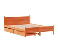 Bed Frame without Mattress Wax Brown 135x190 cm Double Solid Wood Pine vidaXL
