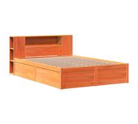 Bed Frame without Mattress Wax Brown 135x190 cm Double Solid Wood Pine vidaXL