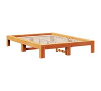 Bed Frame without Mattress Wax Brown 135x190 cm Double Solid Wood Pine vidaXL