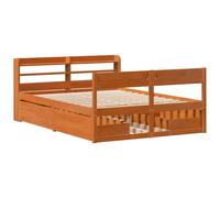 Bed Frame without Mattress Wax Brown Small Double Solid Wood Pine vidaXL