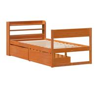 Bed Frame without Mattress Wax Brown Small Single Solid Wood Pine vidaXL