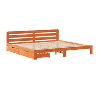 Bed Frame without Mattress Wax Brown Super King Solid Wood Pine vidaXL