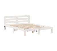 Bed Frame without Mattress White 135x190 cm Double Solid Wood Pine vidaXL