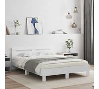 (white, 150 x 200 cm) vidaXL Bed Frame with Headboard Bed Base Mattress Foundation Engineered Wood
