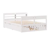 Bed Frame without Mattress White 150x200 cm King Size Solid Wood Pine vidaXL