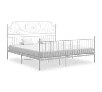 vidaXL Bed Frame without Mattress White Metal 180x200 cm Super King