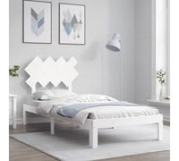 Bed Frame without Mattress White Single Solid Wood Pine