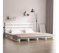 Bed Frame without Mattress White Solid Wood Pine Small Double