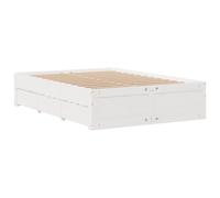 vidaXL Bed Frame without Mattress&Drawers White King Size Solid Wood Pine