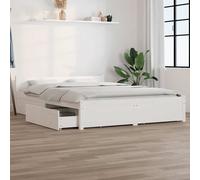 Bed Frame without Mattress with Drawers White Double
