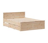 Bed Frame without Mattress with Headboard 140x190 cm Solid Wood Pine vidaXL