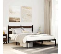 vidaXL Bed Frame without Mattress with Headboard Brown Oak 150x200 cm King Size