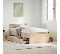 vidaXL Bed Frame without Mattress with Headboard Small Single Solid Wood Pine