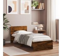 (smoked oak, 75 x 190 cm) vidaXL Bed Frame with Headboard Bedroom Bed Base Mattress Foundation Bedstead