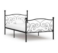 Vidaxl Bed Frame With Slatted Base Black Metal 100X200 Cm, Black