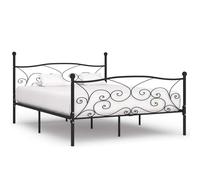 vidaXL Bed Frame with Slatted Base Bedstead Black Metal 180x200 cm Super King