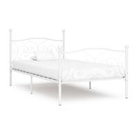 vidaXL Bed Frame with Slatted Base White Metal 90x200cm Bedroom Furniture