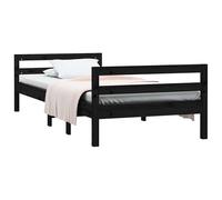 Bed Frame without Mattress Black 75x190 cm Small Single Solid Wood Pine