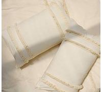Bed Fringes Bedding Pom Pom UO Pillow Throw Cover Cushion Bed Bohemian Sham Sofa Tassels Cotton Pillow Cover Set of 2 (Ivory Small Tassels, 12x16 Inches)
