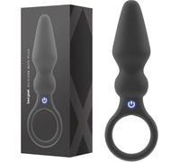 bed geek - Vibrating Silicone Butt Plug - Silicone Pleasure Stick for Adults - 20 Sensational Vibration Settings - Ridged Tool with Humps & Bumps - Discreet Experimental Handheld Device