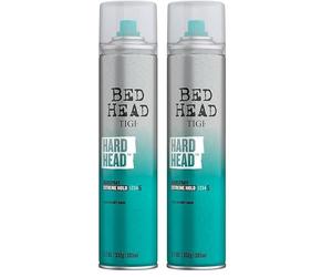 Bed Head by TIGI Hard Head Hairspray Multipack - 2-Pack Extra Strong Hold Hair Spray for Women and Men, Professional Salon Styling, Long-Lasting Control with Natural Shine Finish, Frizz Control