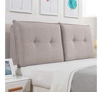 Bed Head Cover Reading Pillow Single/Double/Queen/King Size Headboard Cover Thickening Slipcover Wooden/Iron Bed Backrest Cushion Dust-proof Protector With Removable Cover(Straps 155 ×60×10cm,Grey)