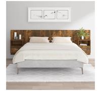 Bed Headboard 160 x 80 cm Smoked Oak Engineered Wood Wall-Mounted with Cabinets